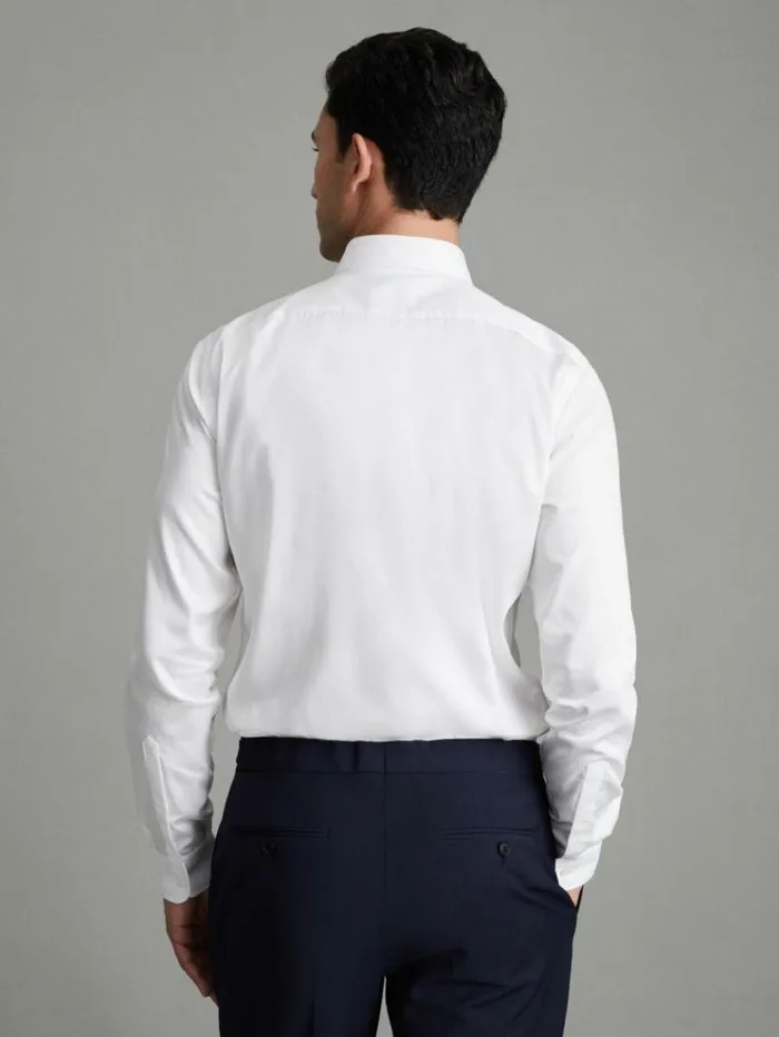 REISS Shirts Men Slim Fit Cotton Sateen Shirt White