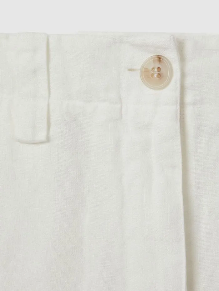 REISS Shorts Women Linen Garment Dyed Shorts White