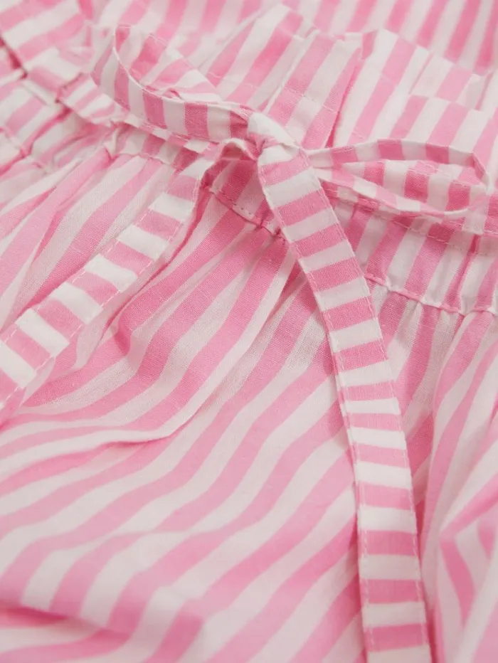 REISS Shorts Women Mille Striped 100 Cotton Paper Bag Shorts Bubblegum