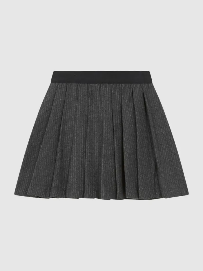 REISS Skirts and Shorts Children Wool Blend Striped Pleated Skirt Dark Grey