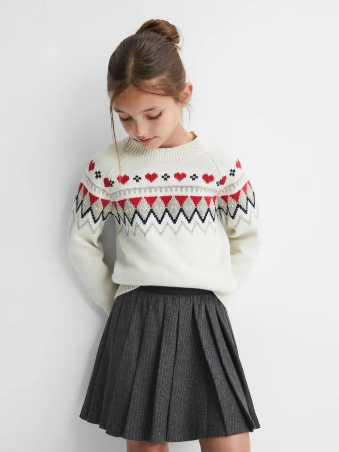 REISS Skirts and Shorts Children Wool Blend Striped Pleated Skirt Dark Grey