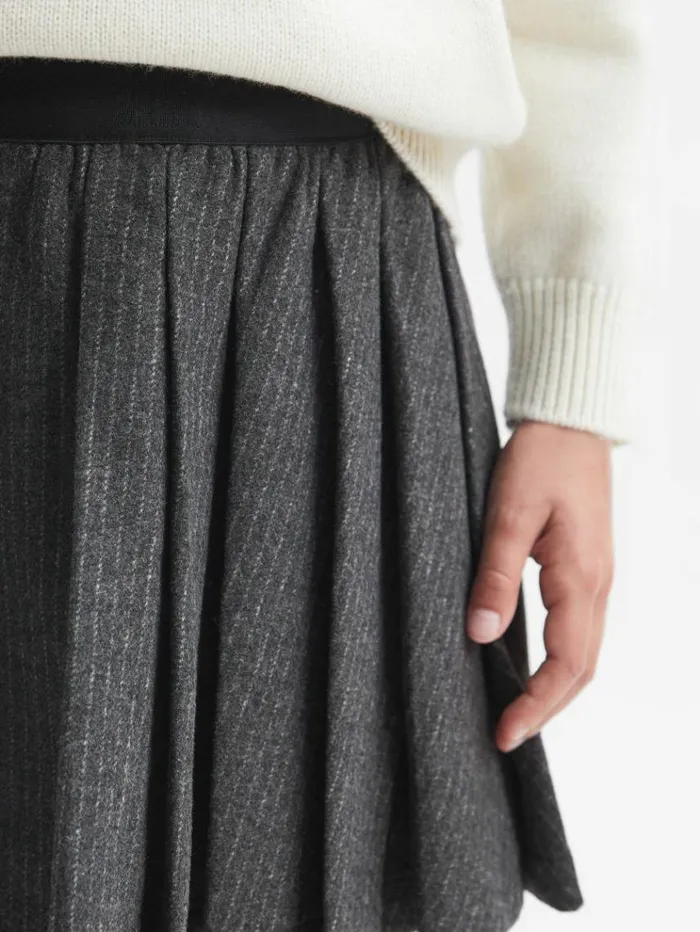 REISS Skirts and Shorts Children Wool Blend Striped Pleated Skirt Dark Grey