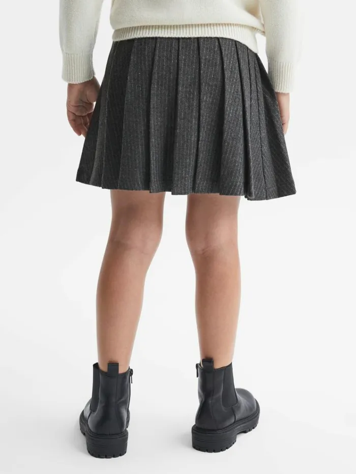 REISS Skirts and Shorts Children Wool Blend Striped Pleated Skirt Dark Grey
