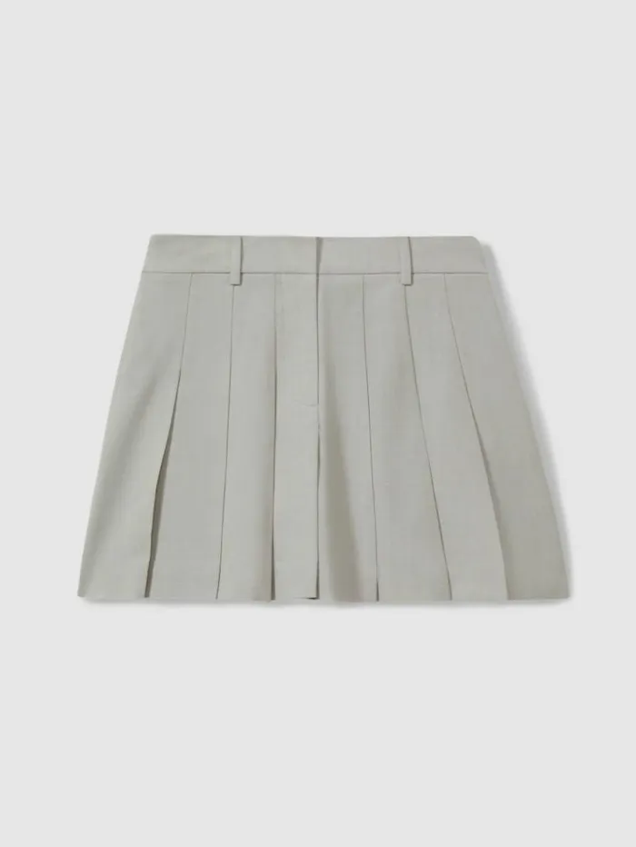 REISS Skirts Women Anna Quan Pleated Mini Skirt Heather Grey