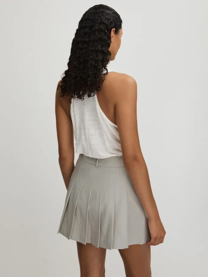 REISS Skirts Women Anna Quan Pleated Mini Skirt Heather Grey