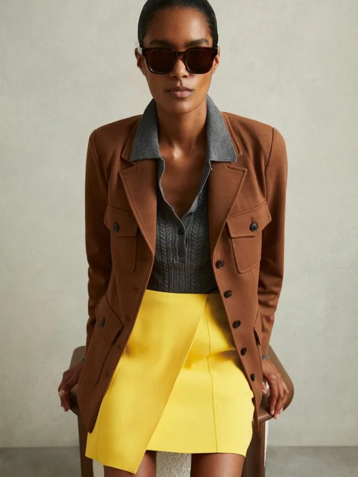REISS Skirts Women CrossOver Mini Skirt Yellow