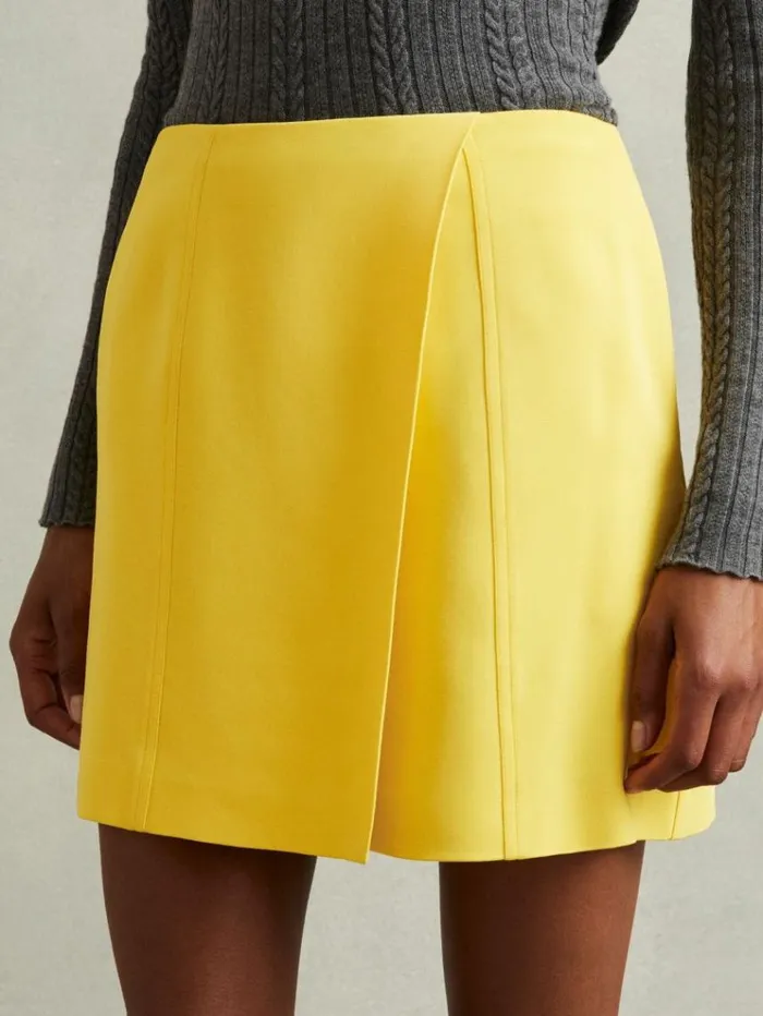 REISS Skirts Women CrossOver Mini Skirt Yellow