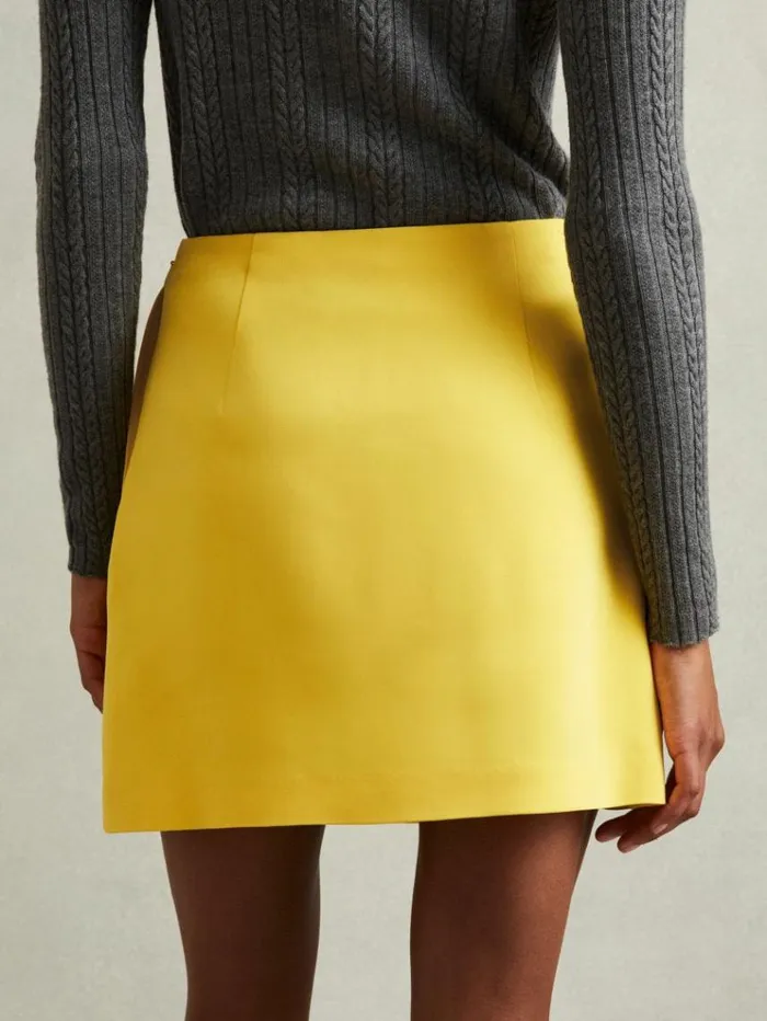 REISS Skirts Women CrossOver Mini Skirt Yellow