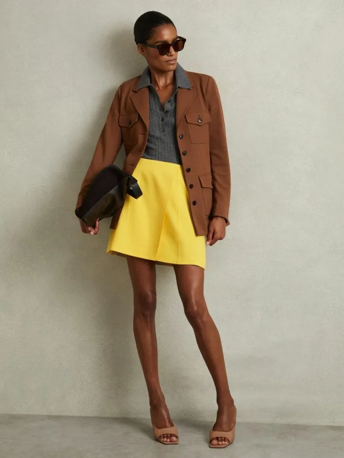 REISS Skirts Women CrossOver Mini Skirt Yellow