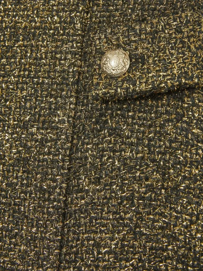 REISS Skirts Women Metallic Knit Wrap Mini Skirt Gold