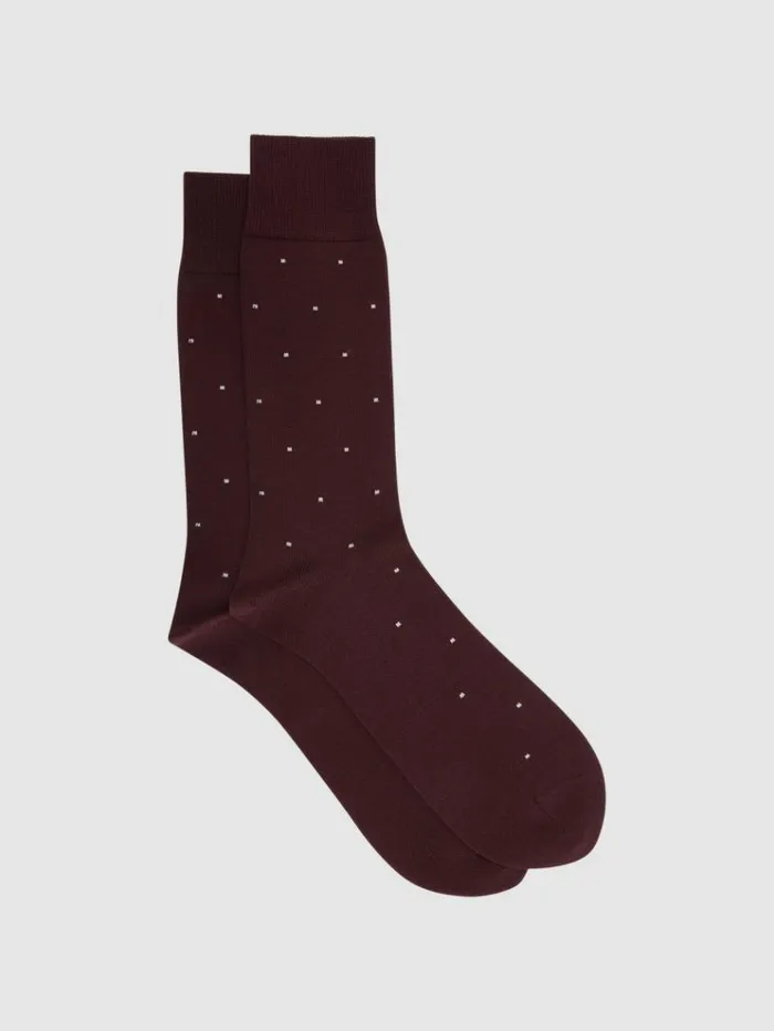 REISS Socks and Underwear Men Polka Dot Socks Bordeaux