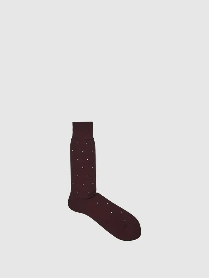 REISS Socks and Underwear Men Polka Dot Socks Bordeaux