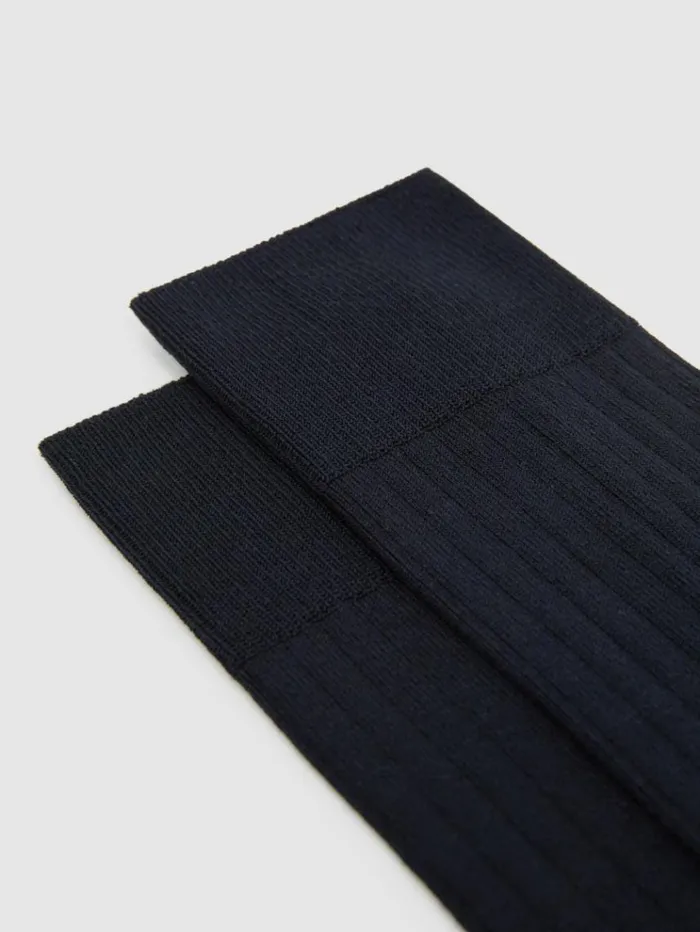 REISS Socks and Underwear Men Ribbed Socks Navy