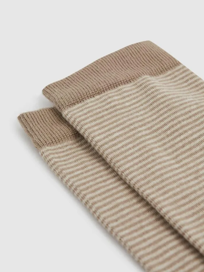 REISS Socks Women Cotton Blend Striped Crew Socks Neutral