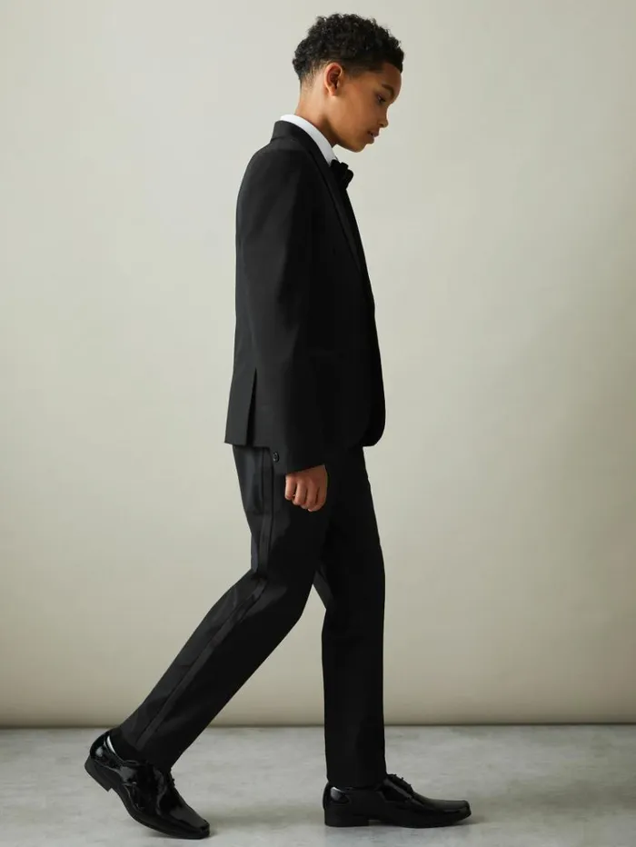 REISS Suits and Tailoring Children Tuxedo Satin Stripe Trousers Black