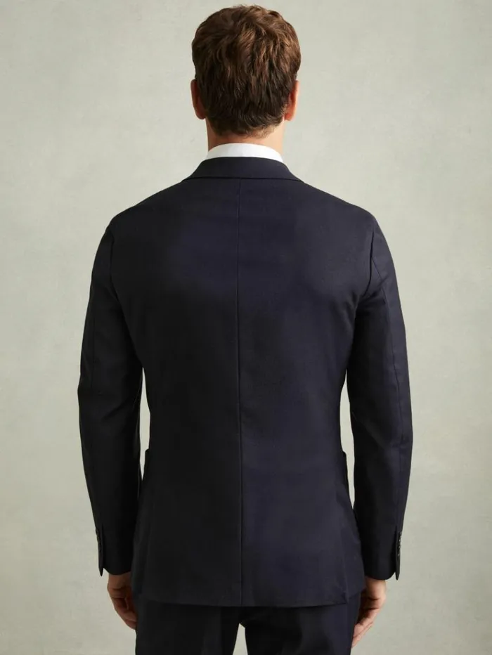REISS Suits and Tailoring Men WoolBlend Double Breasted Suit Jacket Navy