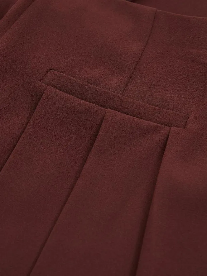 REISS Suits and Tailoring Women Florere Pleated Wide Leg Trousers Burgundy