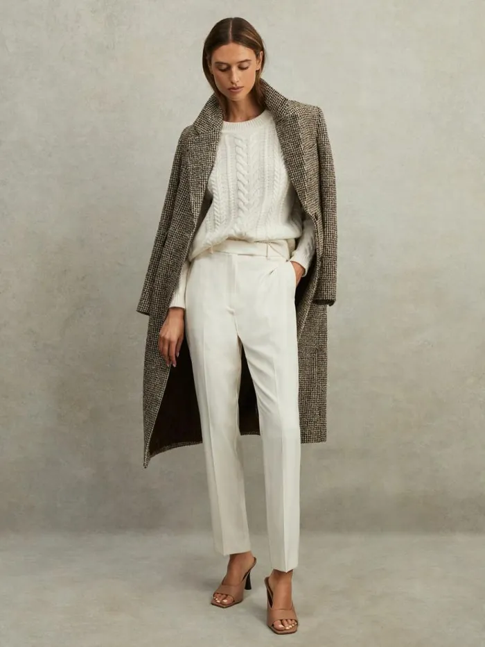 REISS Suits and Tailoring Women Slim Fit Suit Trousers Cream