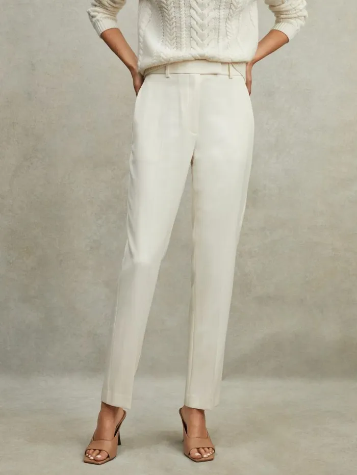 REISS Suits and Tailoring Women Slim Fit Suit Trousers Cream