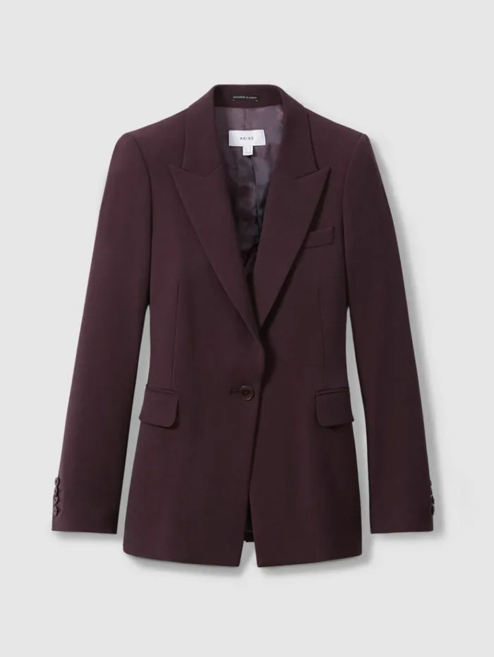 REISS Suits and Tailoring Women Tailored Single Breasted Suit Blazer Berry