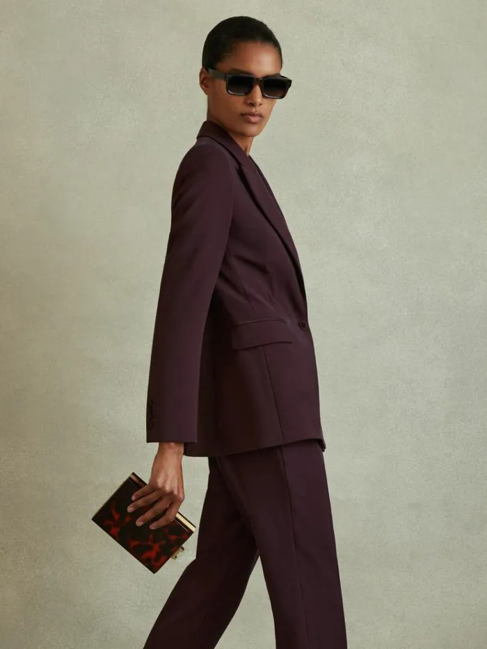 REISS Suits and Tailoring Women Tailored Single Breasted Suit Blazer Berry