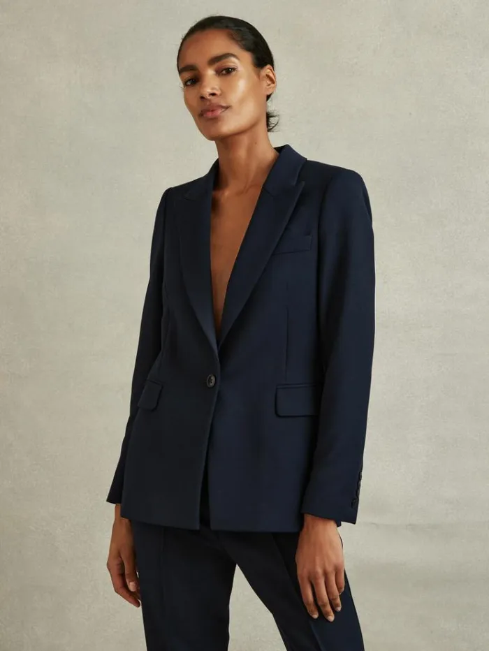 REISS Suits and Tailoring Women Tailored Single Breasted Suit Blazer Navy