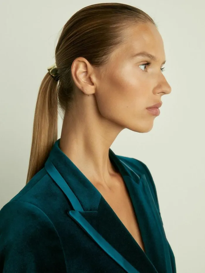 REISS Suits and Tailoring Women Velvet Single Breasted Suit Blazer Teal