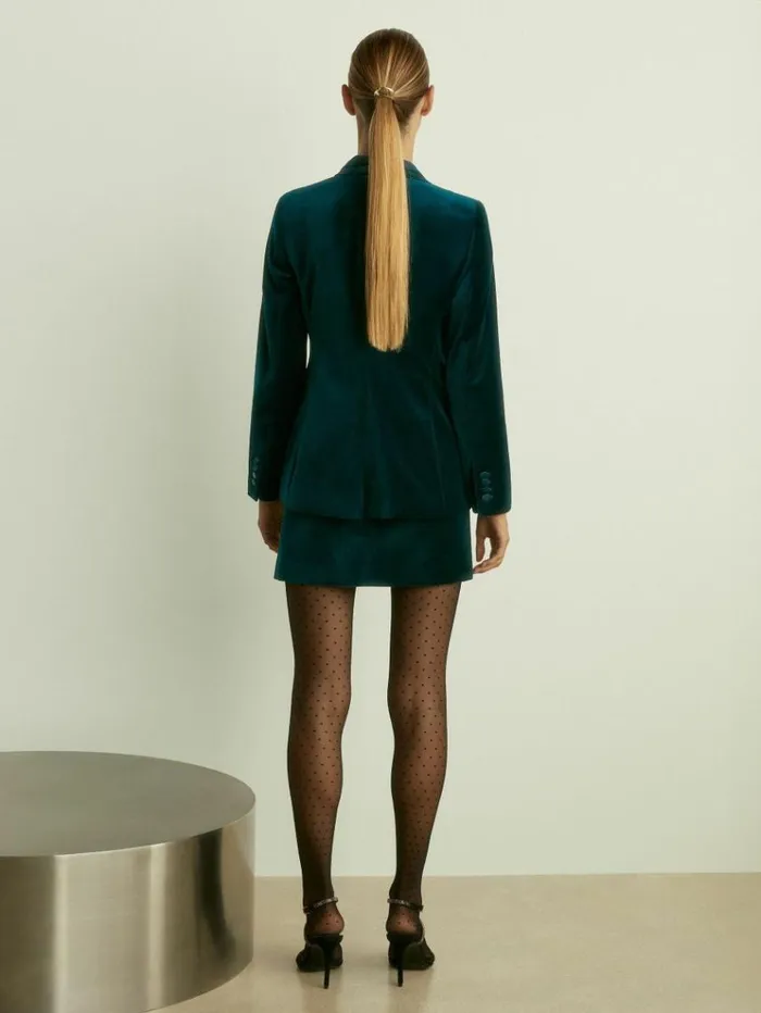 REISS Suits and Tailoring Women Velvet Single Breasted Suit Blazer Teal