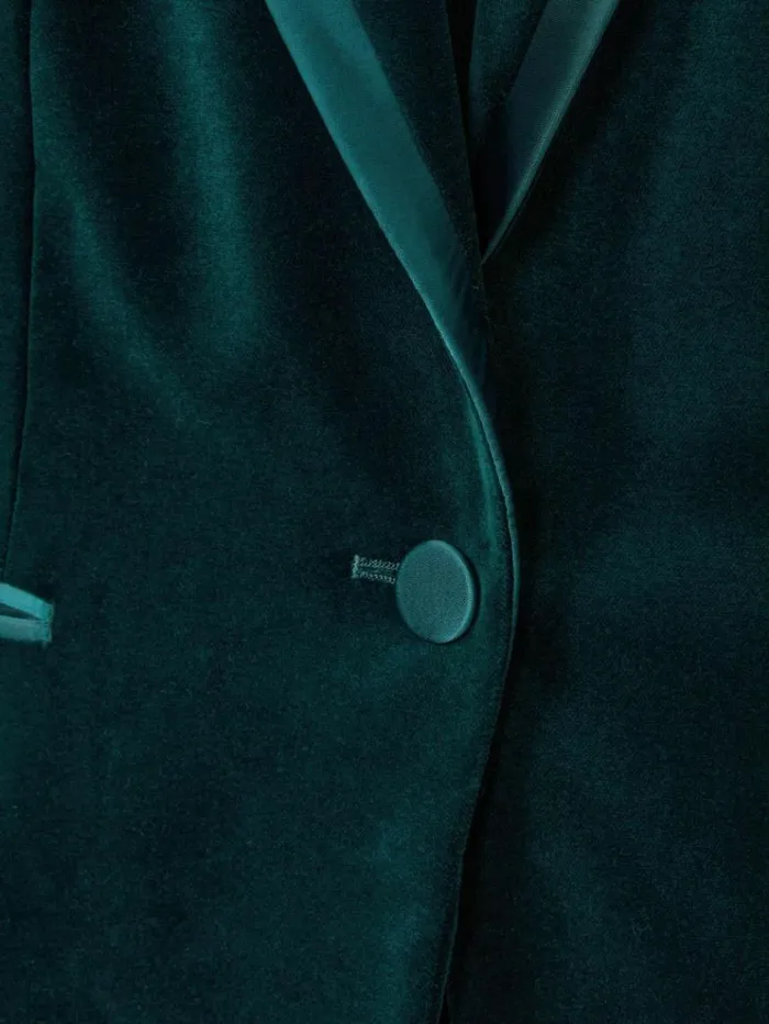 REISS Suits and Tailoring Women Velvet Single Breasted Suit Blazer Teal