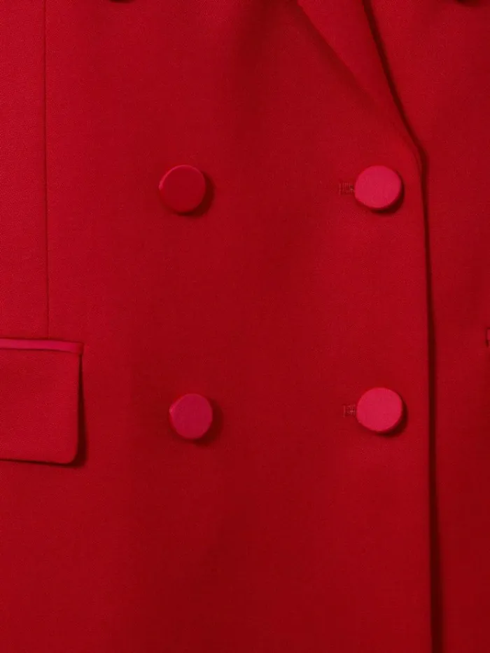 REISS Suits and Tailoring Women Wool Blend Double Breasted Tux Blazer Red