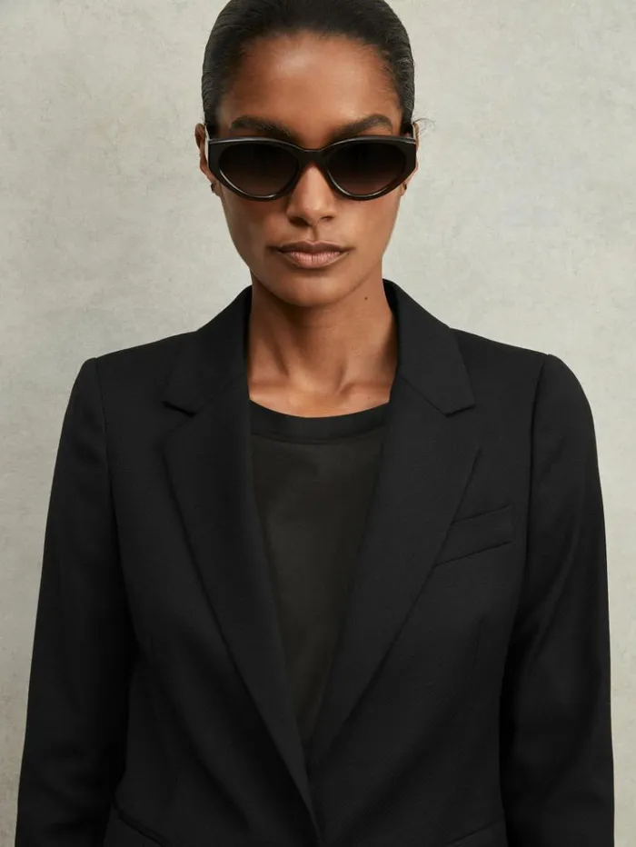 REISS Suits and Tailoring Women WoolBlend Single Breasted Suit Blazer Black
