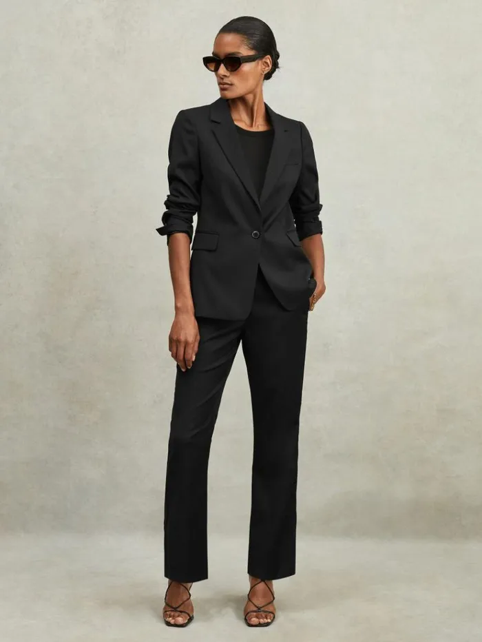 REISS Suits and Tailoring Women WoolBlend Single Breasted Suit Blazer Black