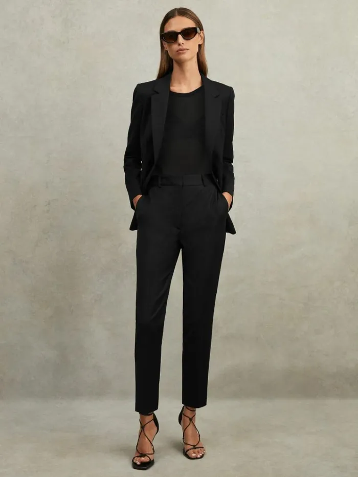 REISS Suits and Tailoring Women Wool Blend Tapered Suit Trousers Black