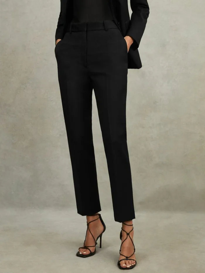 REISS Suits and Tailoring Women Wool Blend Tapered Suit Trousers Black