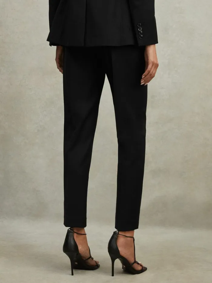 REISS Suits and Tailoring Women Wool Blend Tapered Suit Trousers Black
