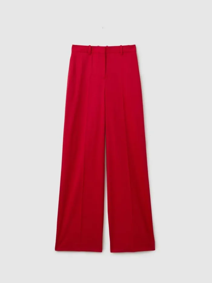 REISS Suits and Tailoring Women Wool Blend Wide Leg Trousers Red