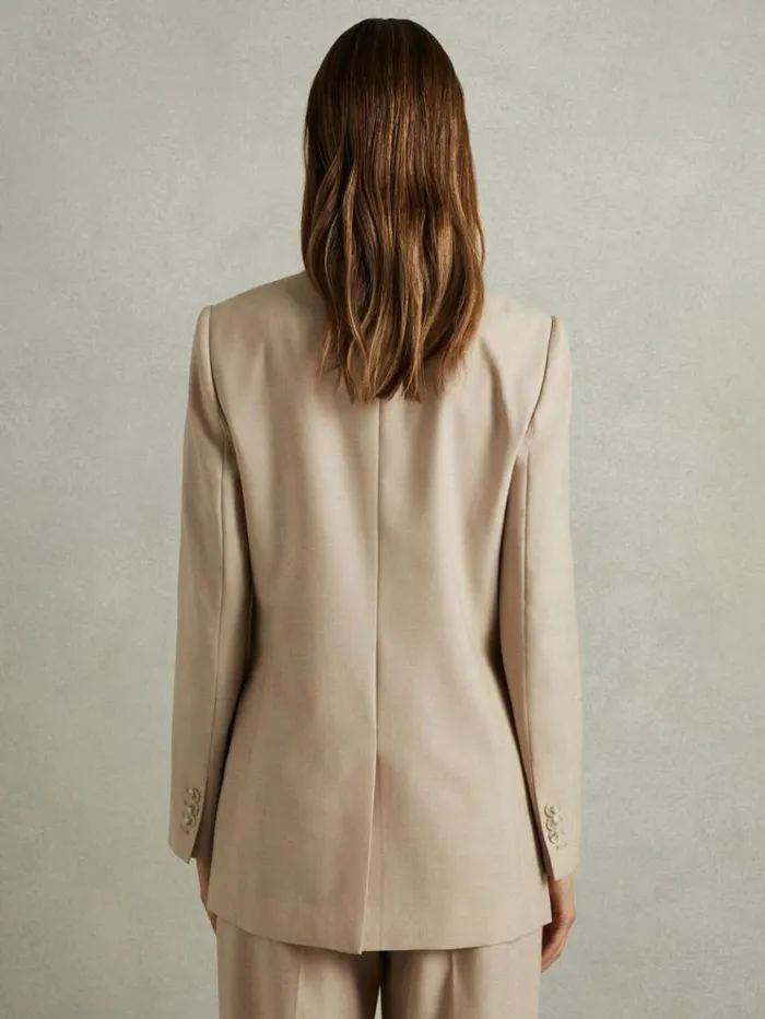 REISS Suits and Tailoring Women Wool Double Breasted Suit Blazer Neutral