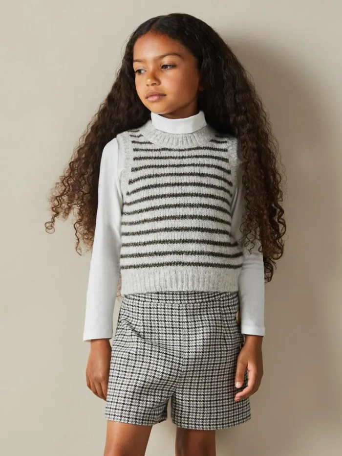 REISS Sweaters Children Alpaca Blend Striped Vest Grey