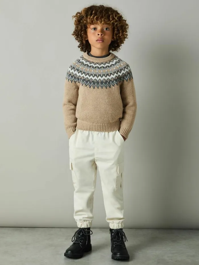 REISS Sweaters Children FairIsle Jumper With Cotton And Wool Mouse Melange