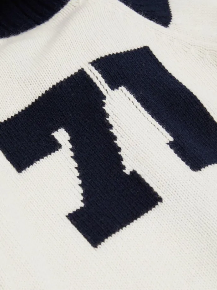 REISS Sweaters Children Knitted Varsity Cardigan Off Whitenavy