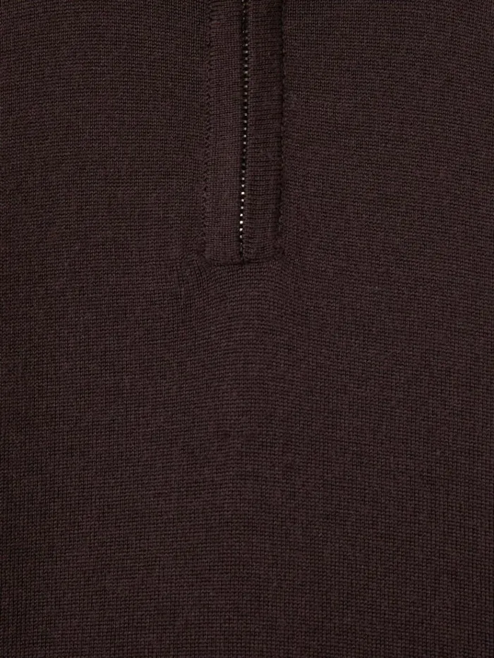 REISS Sweaters Children Merino Wool HalfZip Funnel Neck Jumper Dark Bordeaux