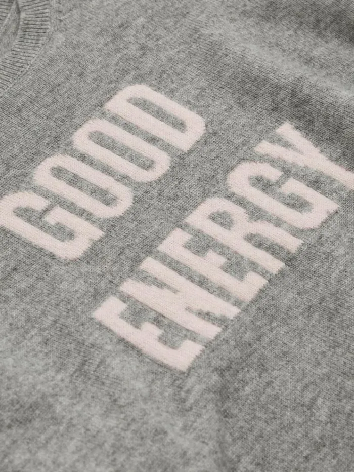 REISS Sweaters Children Wool Blend Crew Neck Slogan Jumper Grey