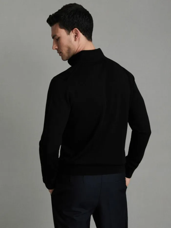 REISS Sweaters Men 2 Pack Of Merino Wool ZipNeck Jumpers Blacksoft Grey