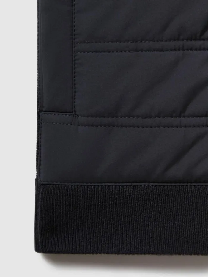 REISS Sweaters Men Hybrid Quilt And Knit ZipThrough Gilet Navy
