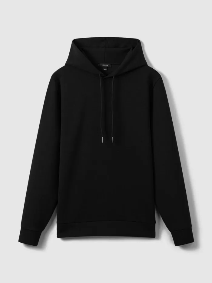 REISS Sweaters Men Interlock Jersey Hoodie Black REISS Sweaters Men Interlock Jersey Hoodie Black