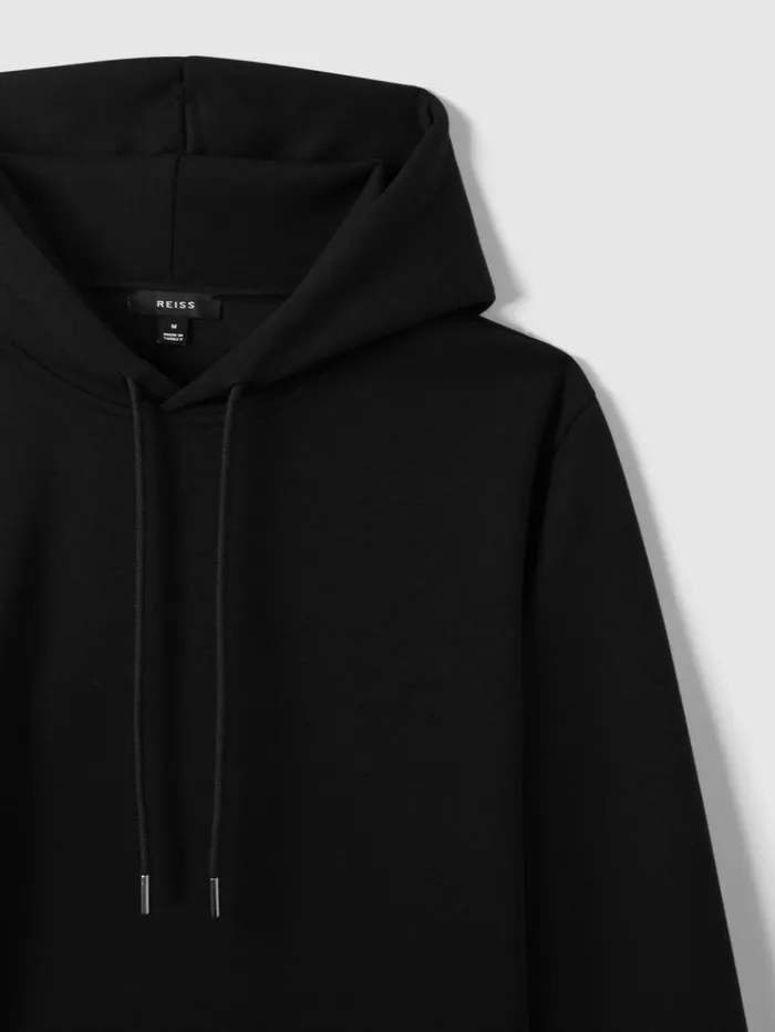 REISS Sweaters Men Interlock Jersey Hoodie Black REISS Sweaters Men Interlock Jersey Hoodie Black