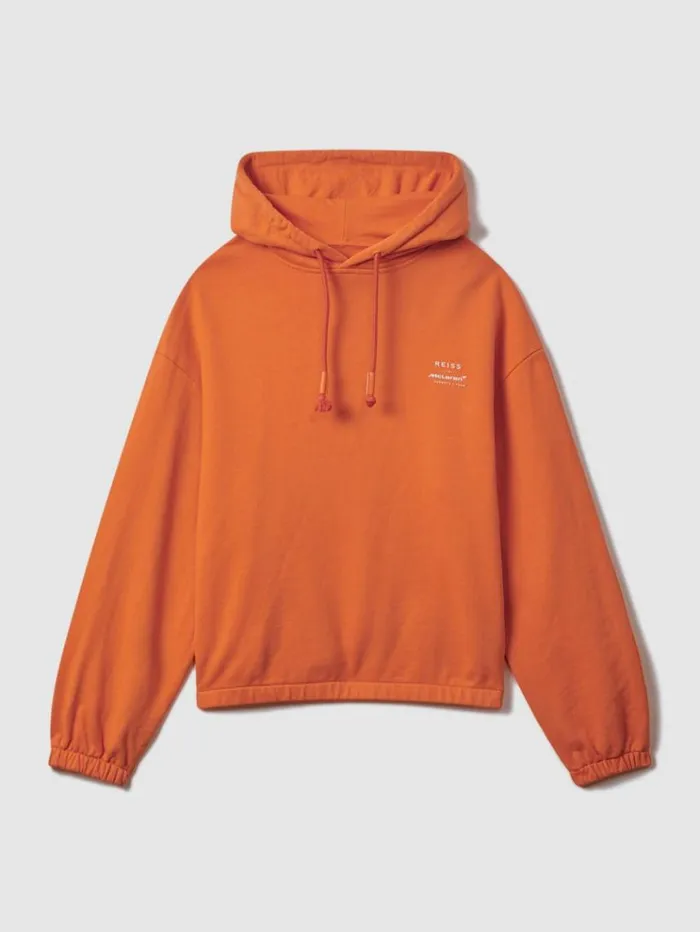 REISS Sweaters Men McLaren F1 Elasticated Cotton Hoodie Papaya