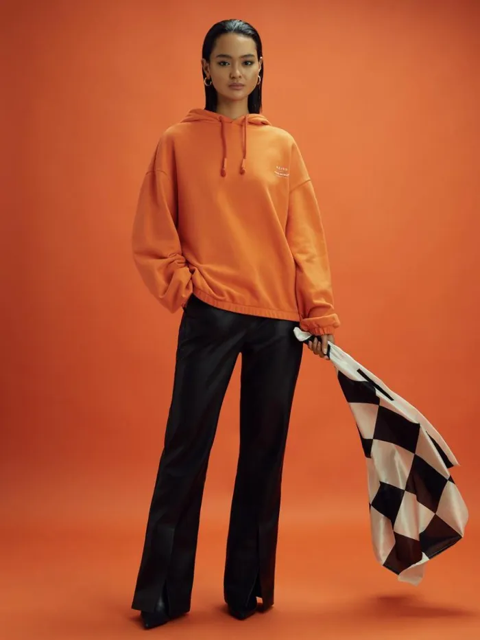 REISS Sweaters Men McLaren F1 Elasticated Cotton Hoodie Papaya
