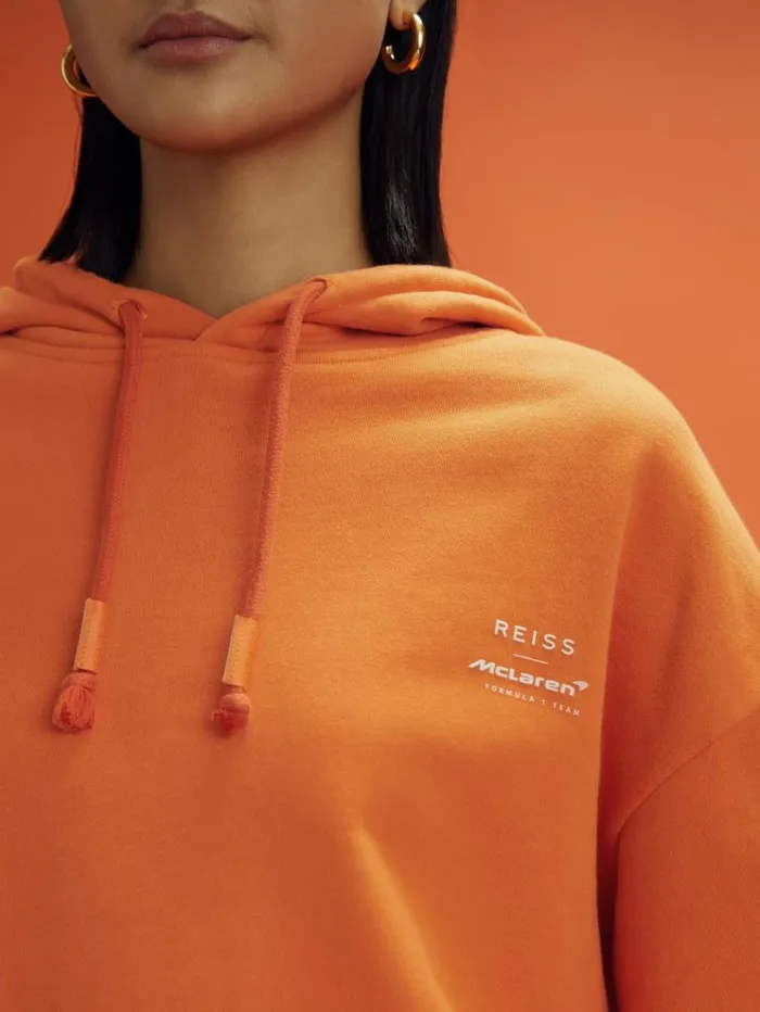 REISS Sweaters Men McLaren F1 Elasticated Cotton Hoodie Papaya