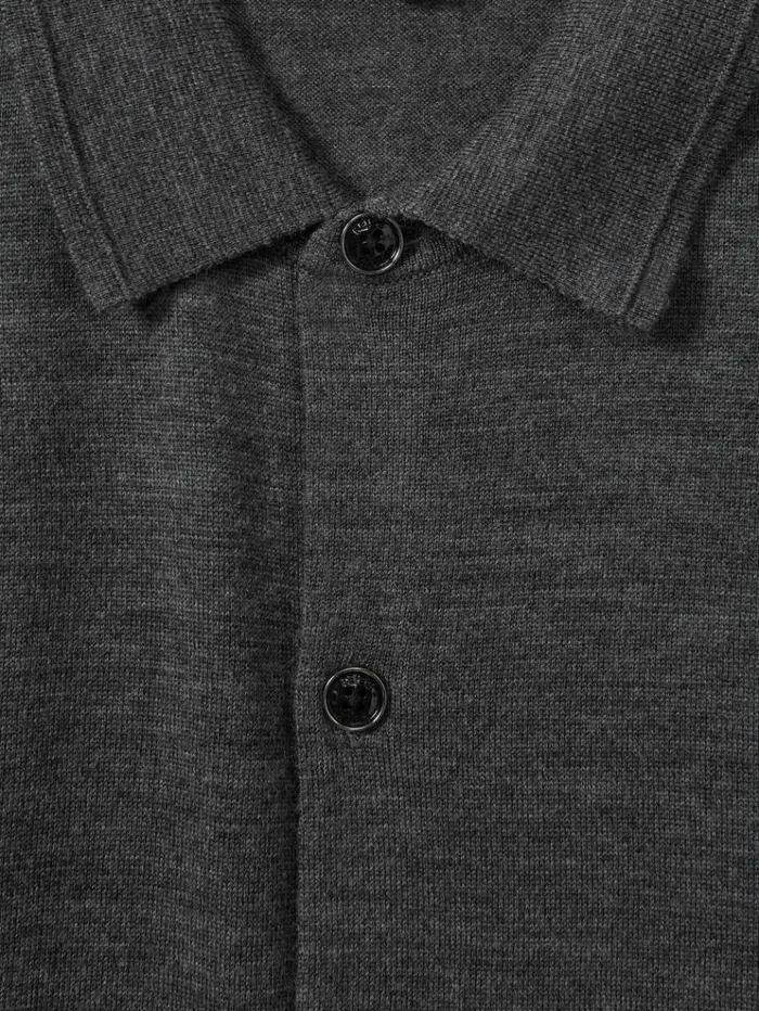 REISS Sweaters Men Merino Wool ButtonThrough Cardigan Derby Grey Marl